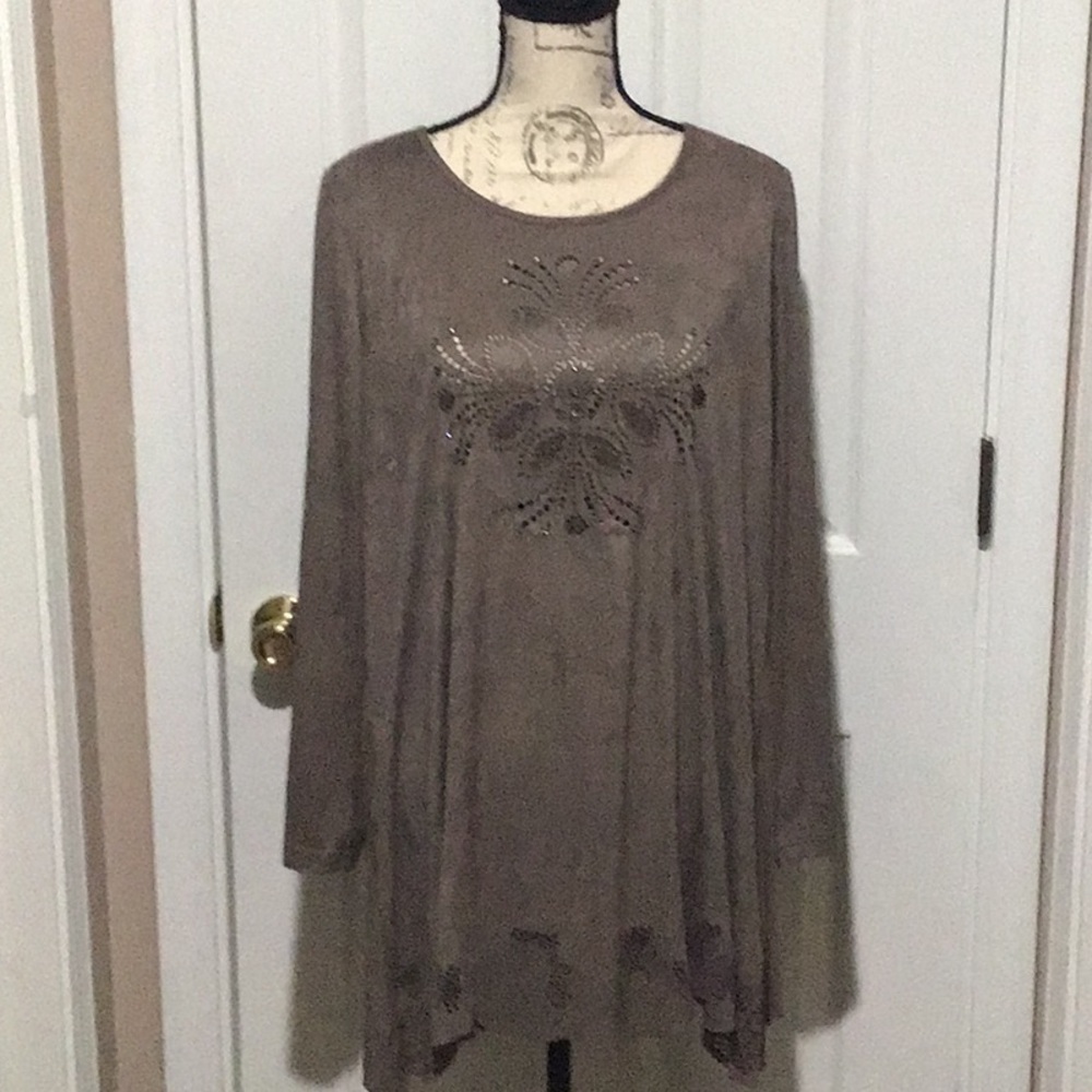 Taupe Tunic with cutout details